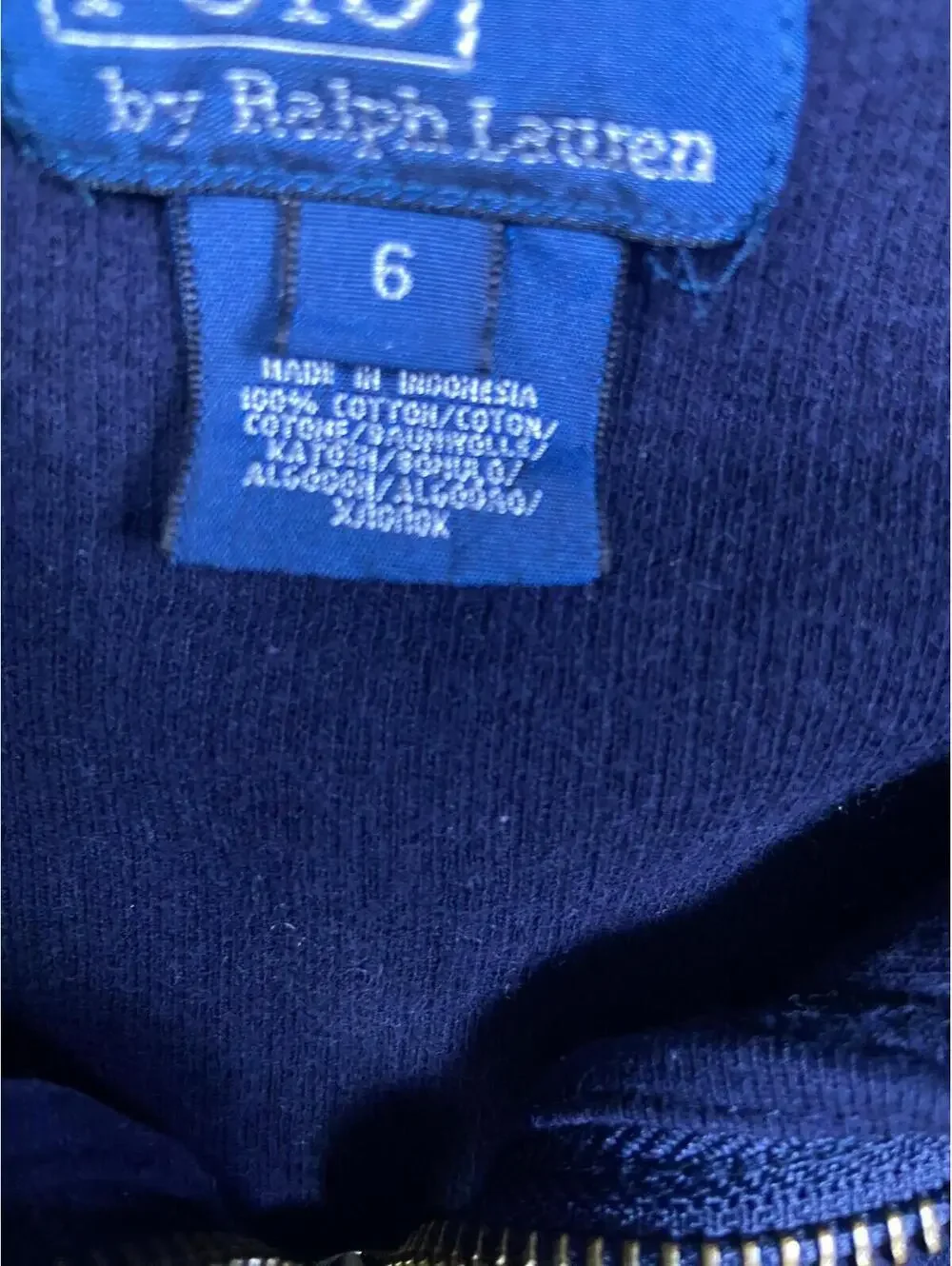 Polo Ralph Lauren Baby Sweater Blue 1/4 Zip Pullover Long Sleeve Ribbed Sz 6